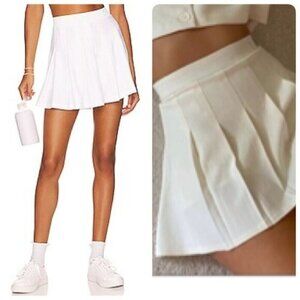 WeWoreWhat Revolve Athletic Preppy Tennis Skort Pleated LARGE Solid Optic White